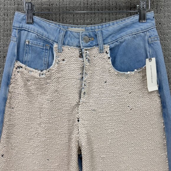 Anthropologie Pilcro Sequin High Rise Wide Leg Skater Jeans Size 26 - NWT! - Picture 3 of 9